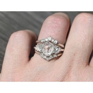 Engagement ring set raw stone ring, alternative engagement ring